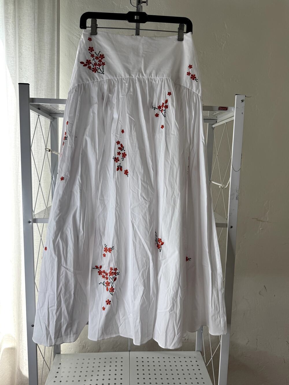 New STAUD Gael embroidered Floral Maxi skirt  rare